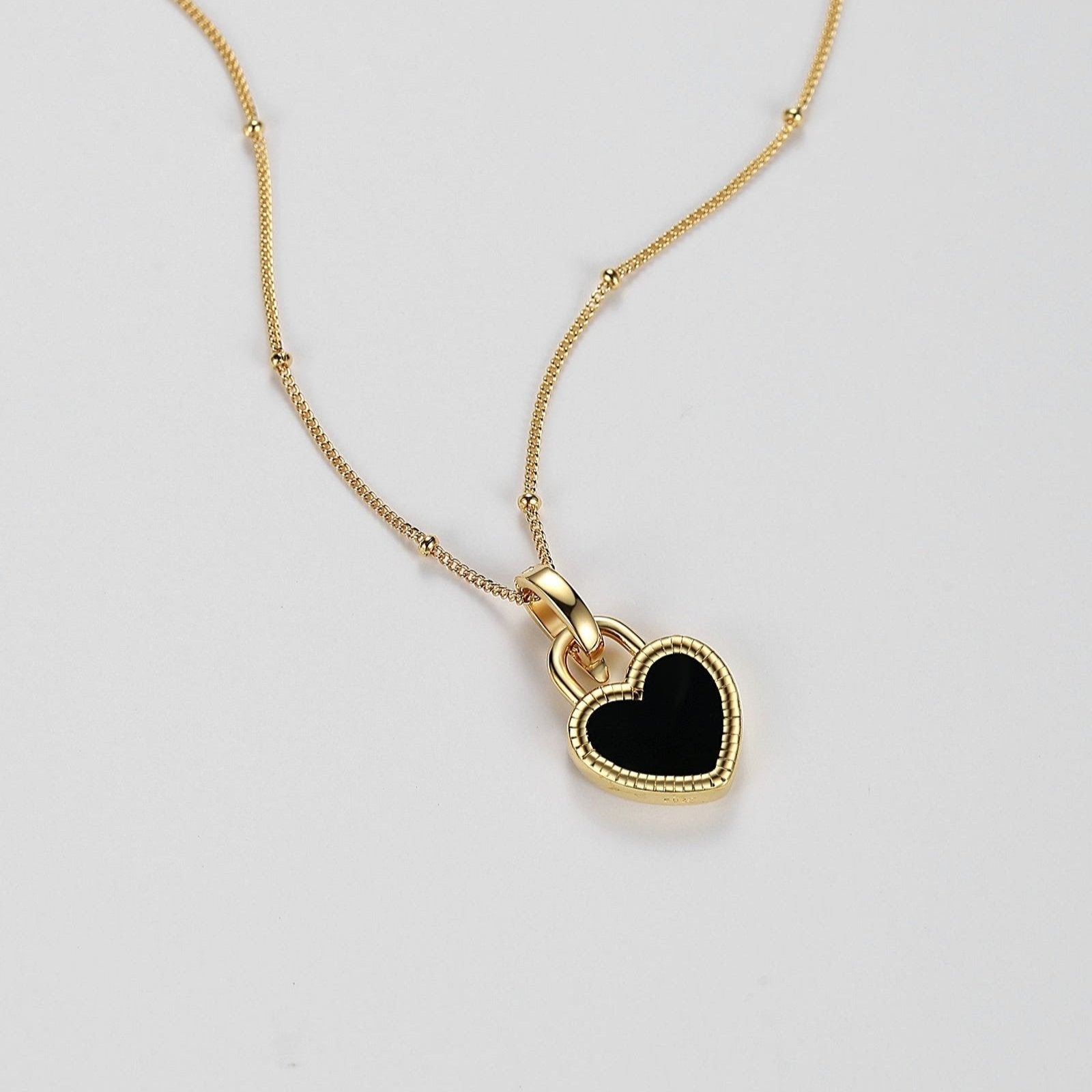 Heart Double Chain Necklace (GDMIX/SVMIX) - LOHME ONLINE STORE