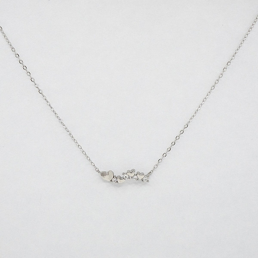 Row of Hearts Silver Necklace