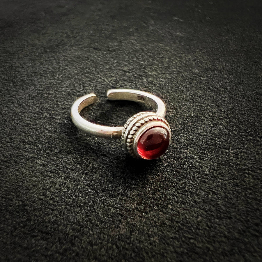 Red Gem Silver Ring