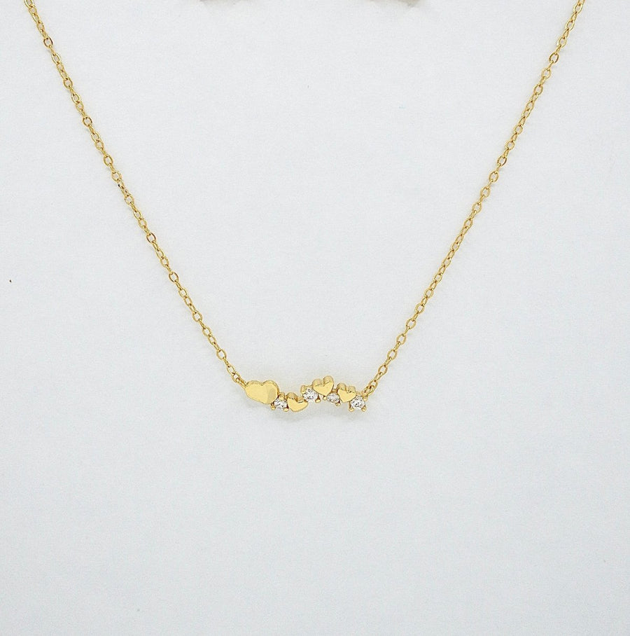 Row of Hearts Silver Necklace