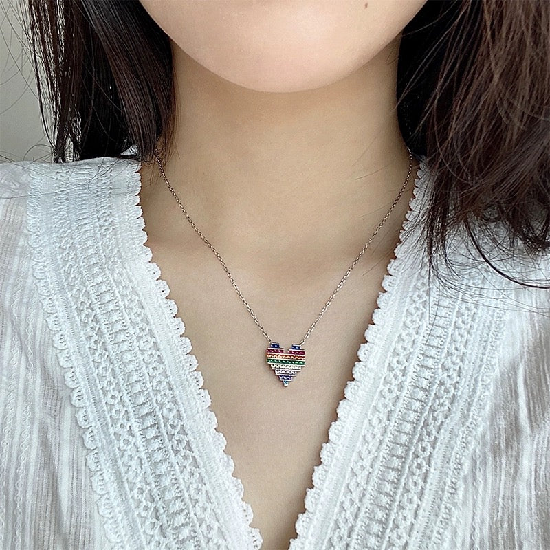Rainbow Heart-shaped Necklace