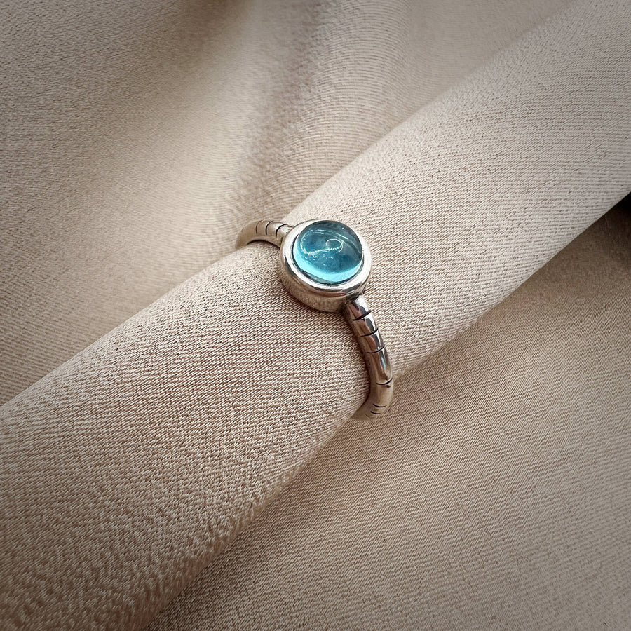 Blue gem Silver Ring