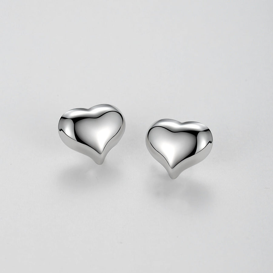 Puffy Heart Stud Earrings