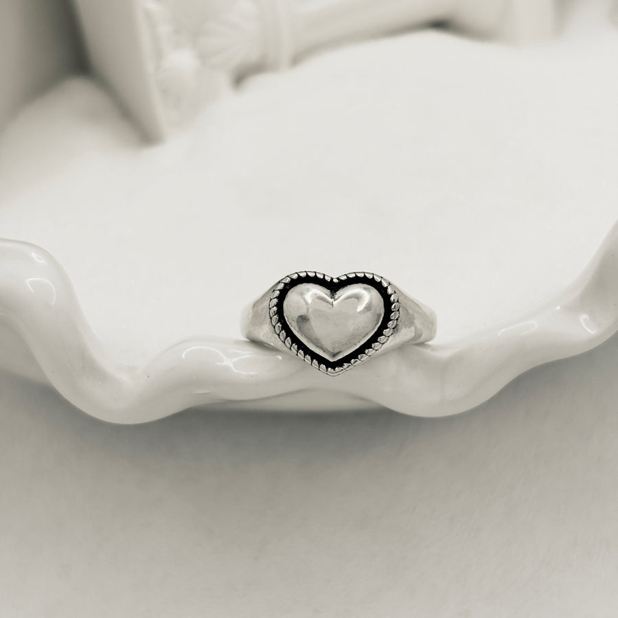 Silver Heart Punk Ring