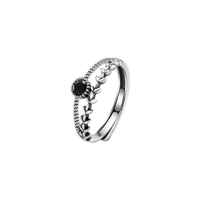 Black Gems Silver Ring