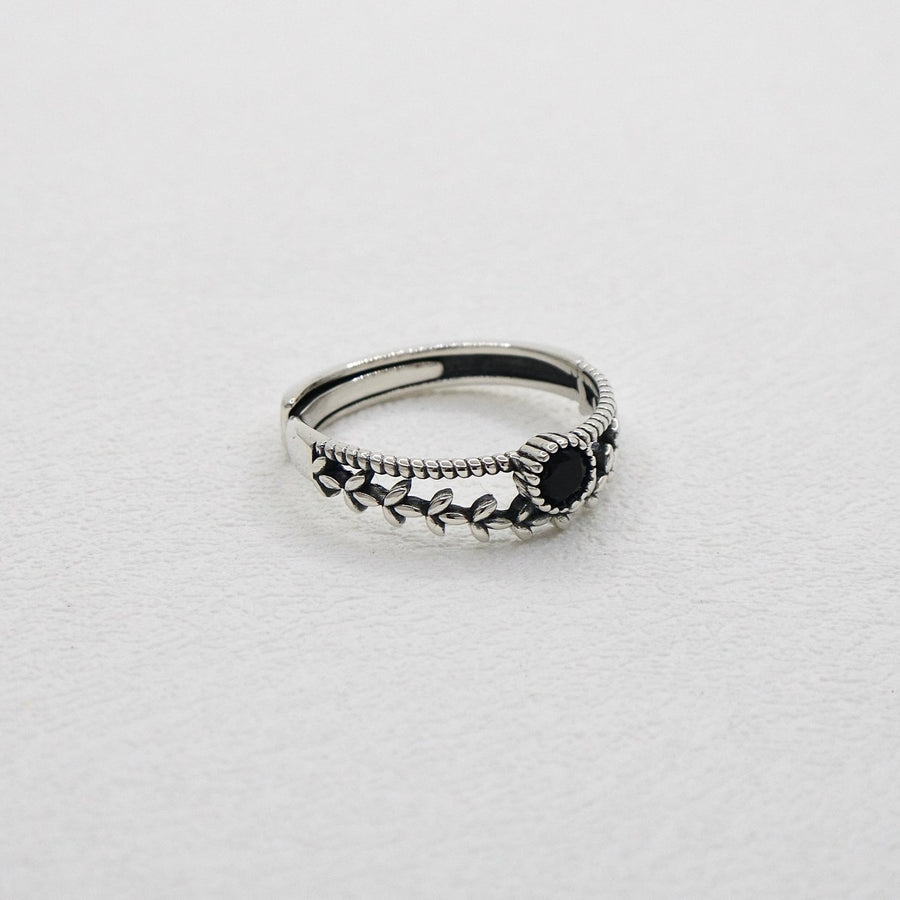 Black Gems Silver Ring