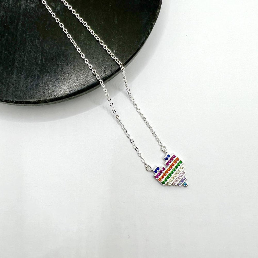 Rainbow Heart-shaped Necklace