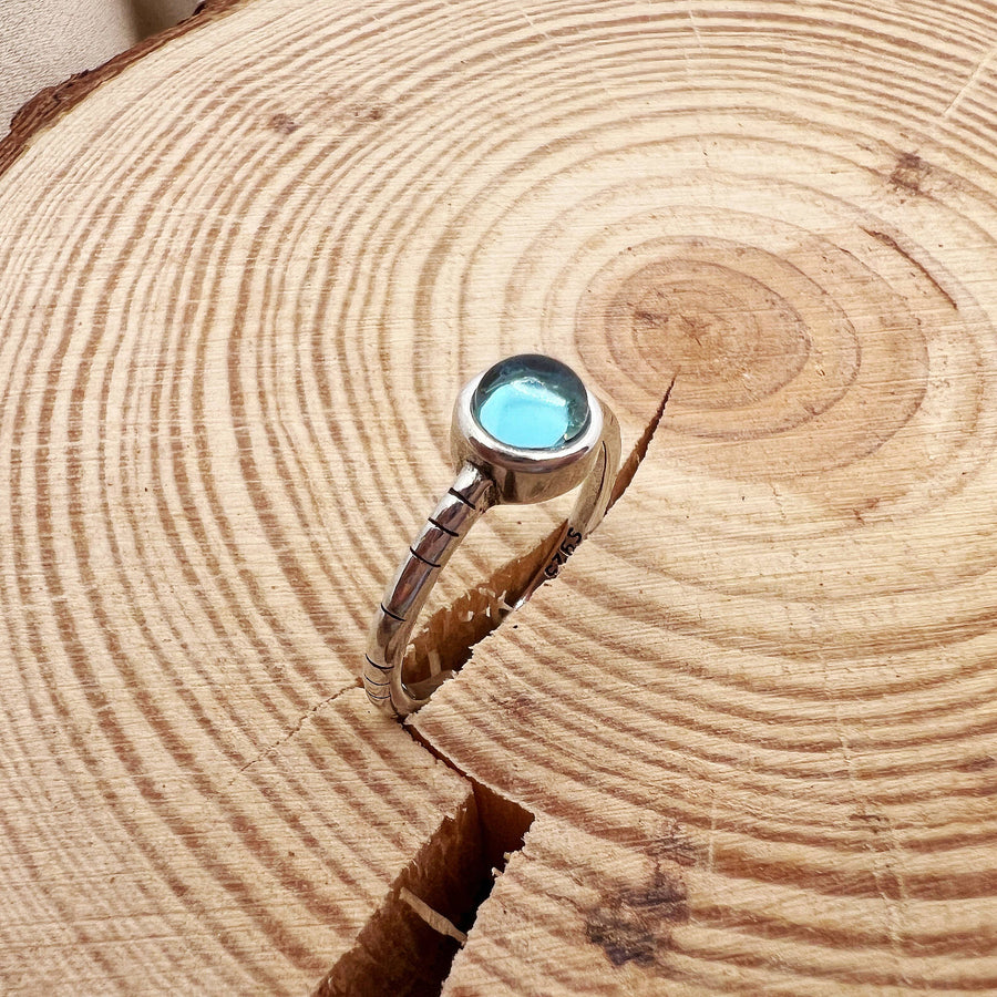 Blue gem Silver Ring