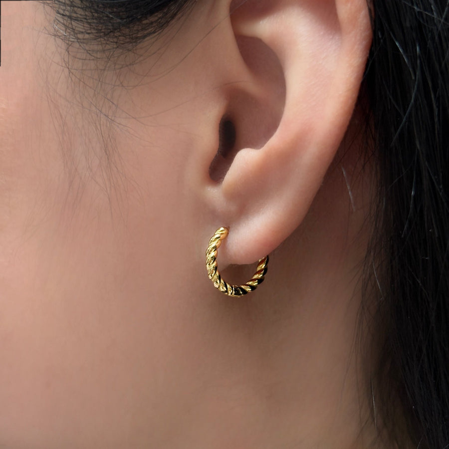 Gold Twisted Hoop Earrings