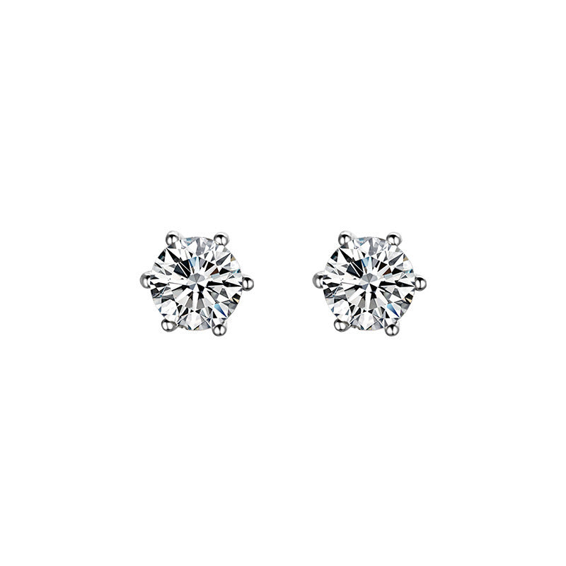 Six Claw Round Diamond Earrings