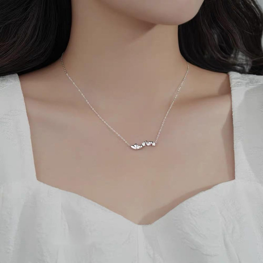 Row of Hearts Silver Necklace