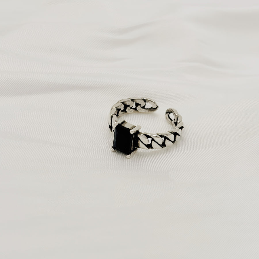 Adjustable Black Gem Silver Ring. Handcrafted in quality 925 sterling silver. This ring is perfect for expressing your feelings to someone special or as a treat for yourself.