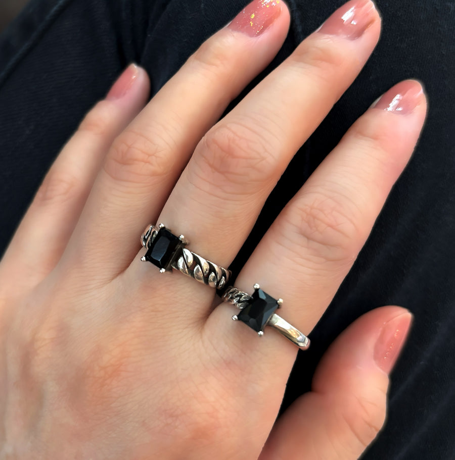 Adjustable Black Gem Silver Ring. Handcrafted in quality 925 sterling silver. This ring is perfect for expressing your feelings to someone special or as a treat for yourself.