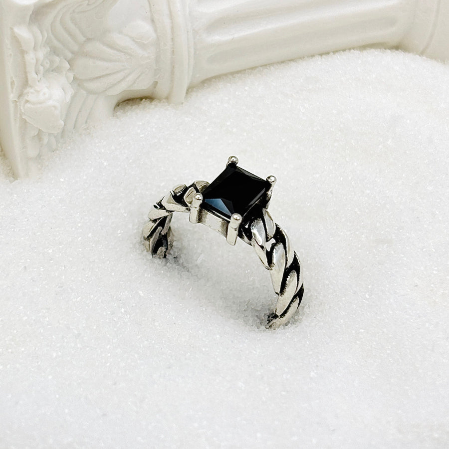 Adjustable Black Gem Silver Ring. Handcrafted in quality 925 sterling silver. This ring is perfect for expressing your feelings to someone special or as a treat for yourself.