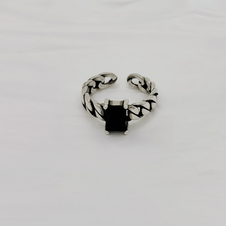 Adjustable Black Gem Silver Ring. Handcrafted in quality 925 sterling silver. This ring is perfect for expressing your feelings to someone special or as a treat for yourself.