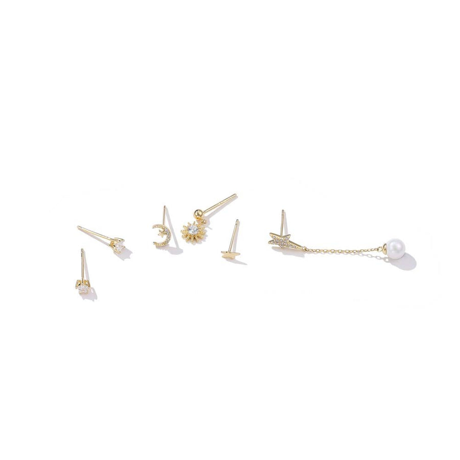 Korea Asymmetri Stud Earrings Set